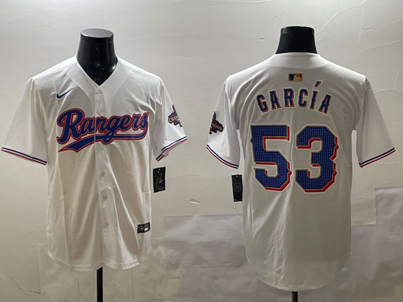 Men Texas Rangers #53 Garcia White Gold Game 2025 Nike MLB Jersey style 5